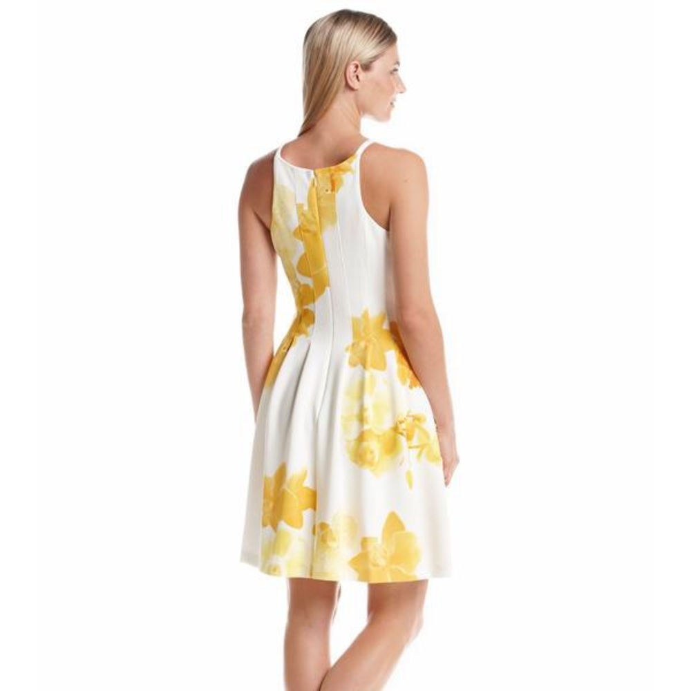 Calvin Klein scuba fit white and yellow dress SZ 2